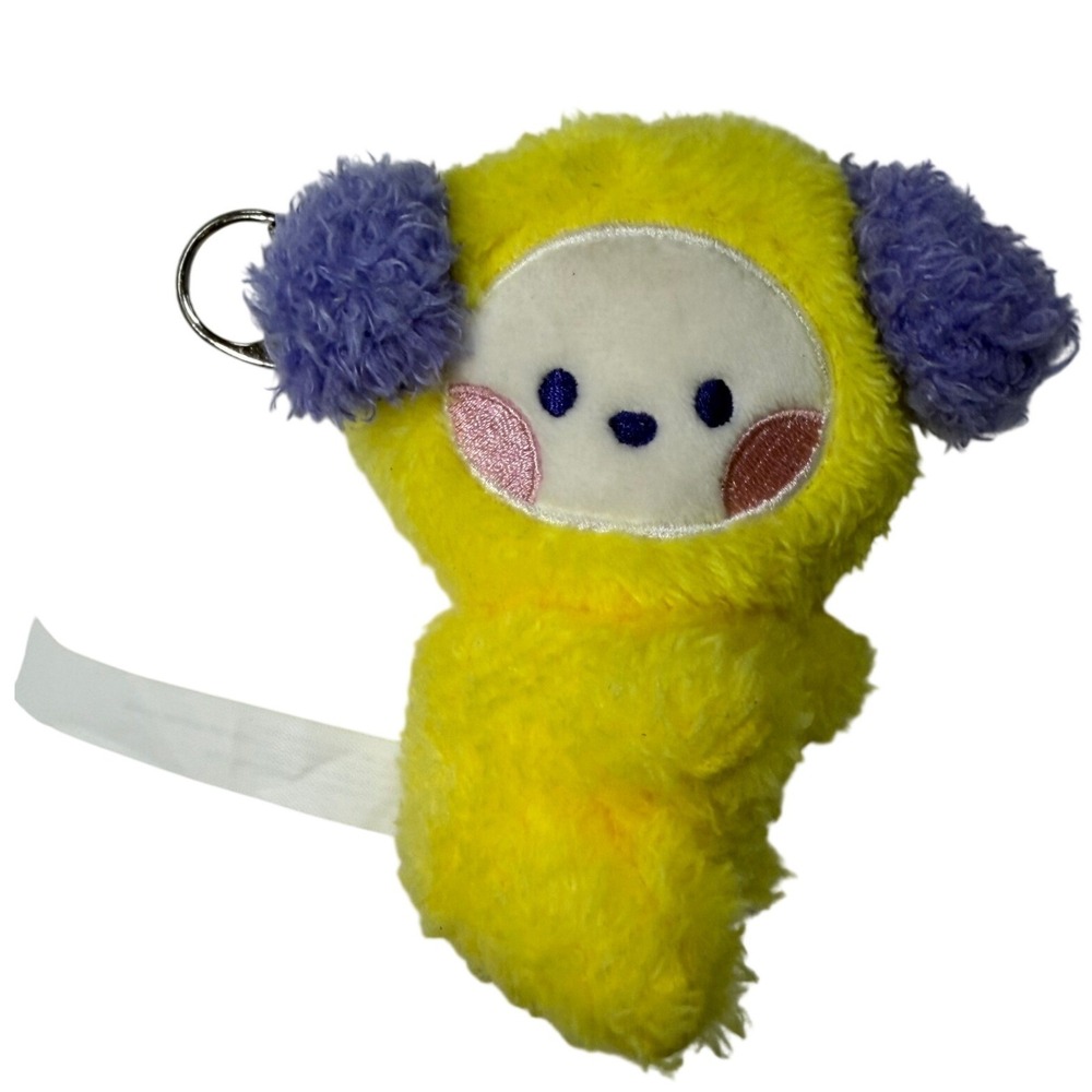 BT21 Chimmy Plush Keychain Line Friends Yellow Purple Fuzzy Bag Charm